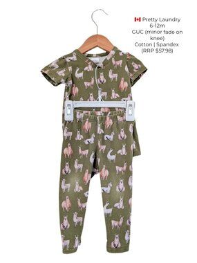 Pretty Laundry (Little & Lively) Bamboo Llama Set 6-12m | Short Sleeve & Legging